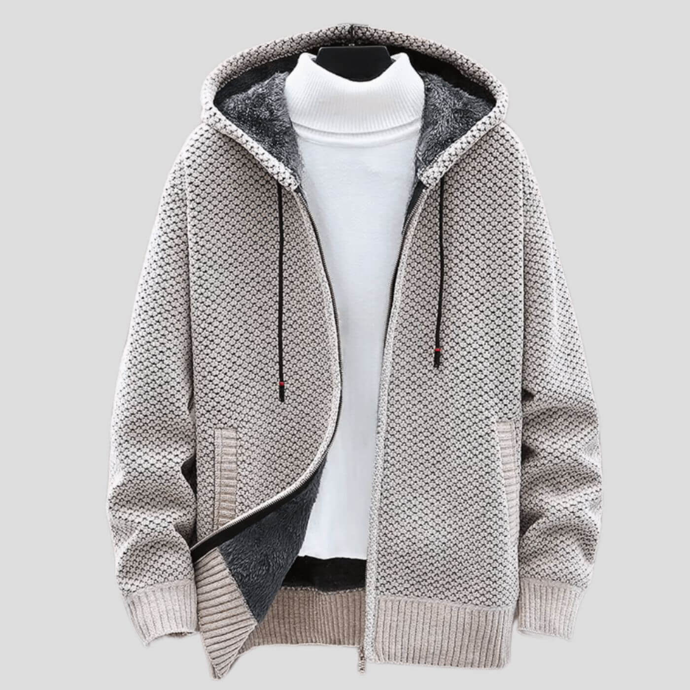 Damien™ - Veste à capuche tricotée doublée polaire pour l’hiver