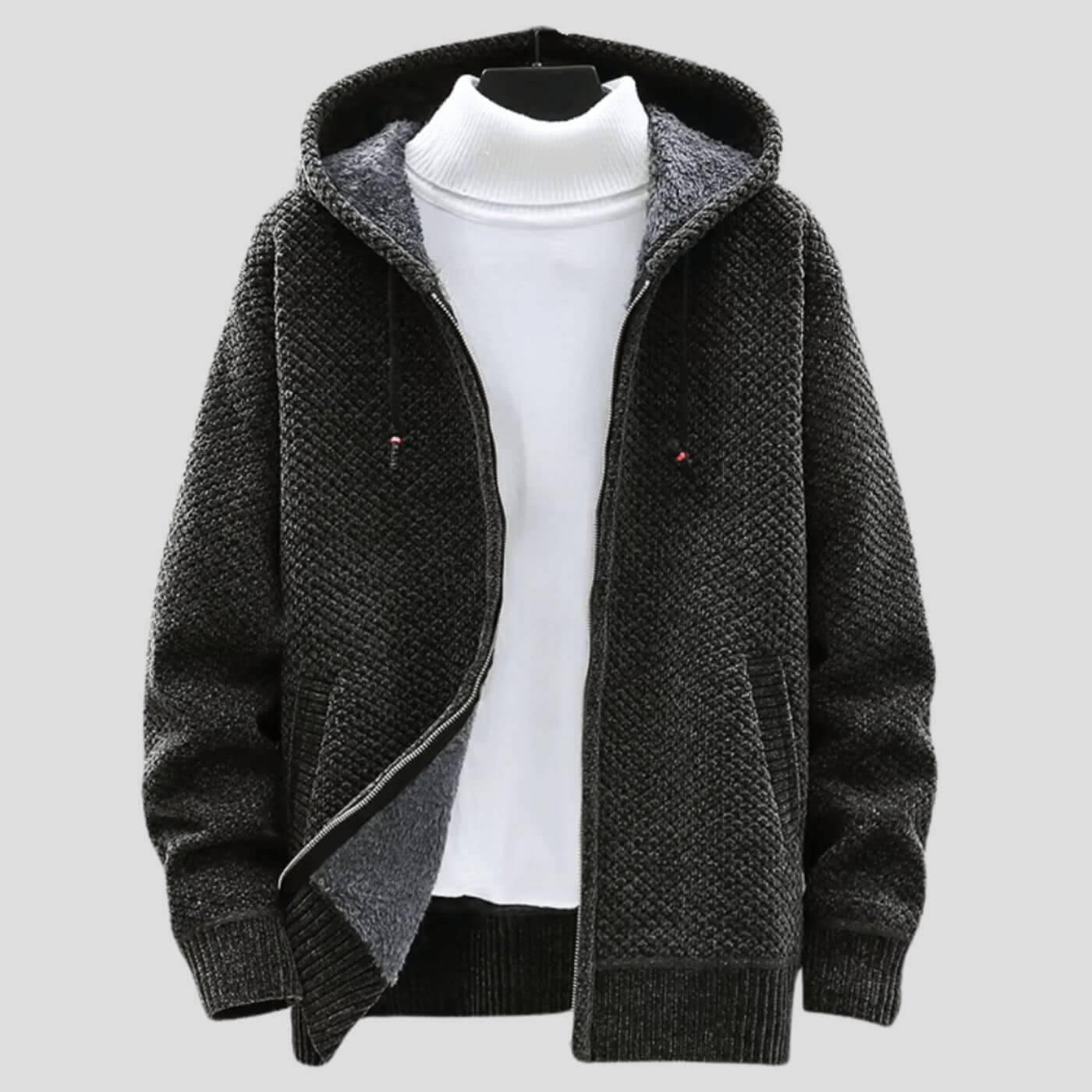 Damien™ - Veste à capuche tricotée doublée polaire pour l’hiver