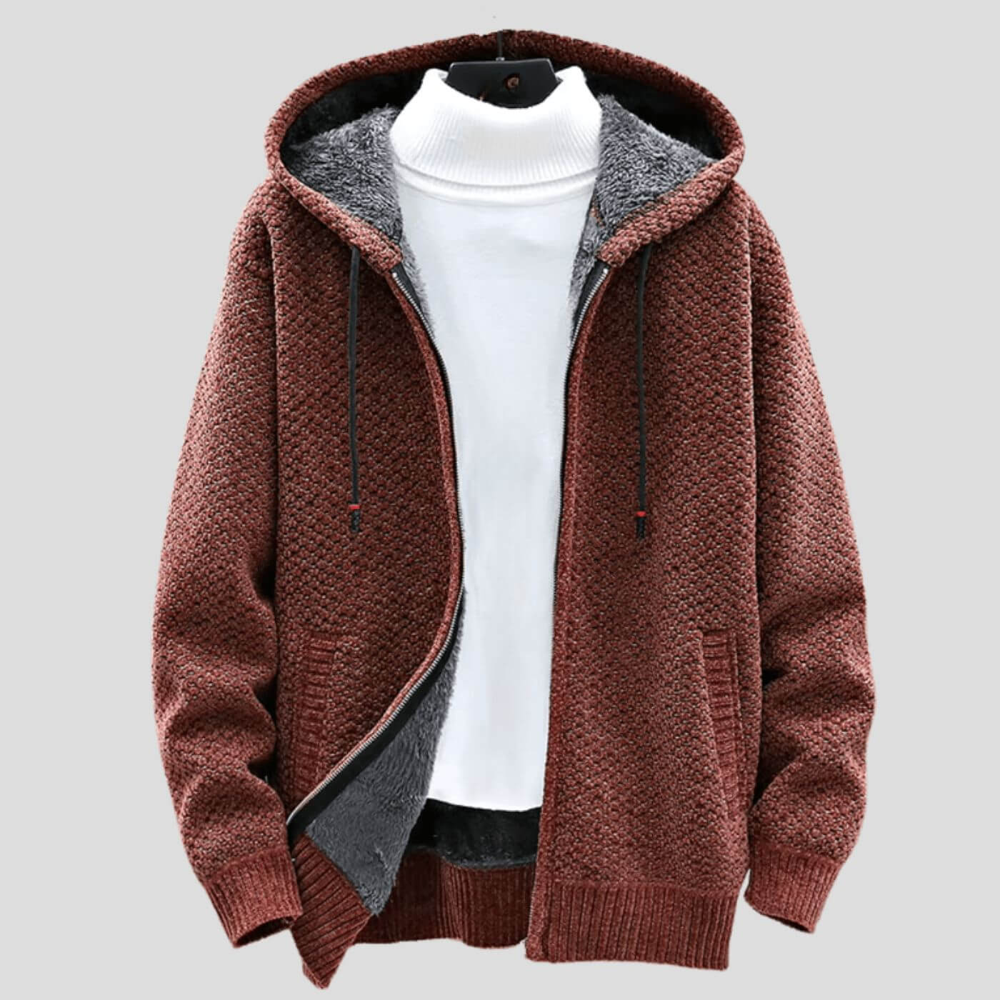 Damien™ - Veste à capuche tricotée doublée polaire pour l’hiver