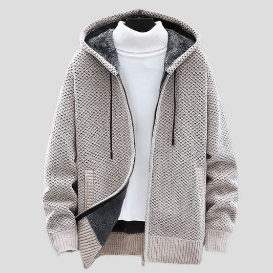 Damien™ - Veste à capuche tricotée doublée polaire pour l’hiver