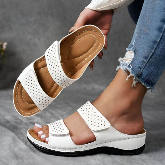 Geneviève™ - Sandales Orthopédiques à Talon Compensé Confortables