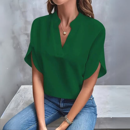 Viviane™ - Blouse Élégante et Épurée à Col en V