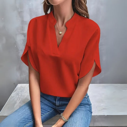 Viviane™ - Blouse Élégante et Épurée à Col en V