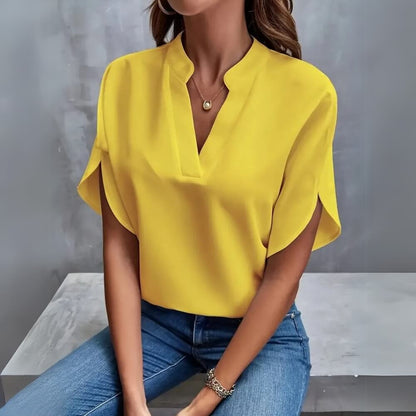 Viviane™ - Blouse Élégante et Épurée à Col en V