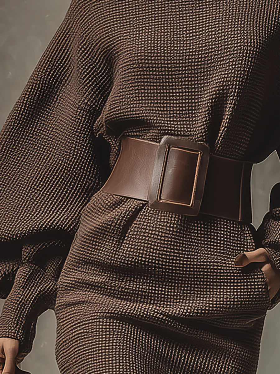 CLÉA | Robe maillée courte avec ceinture structurée